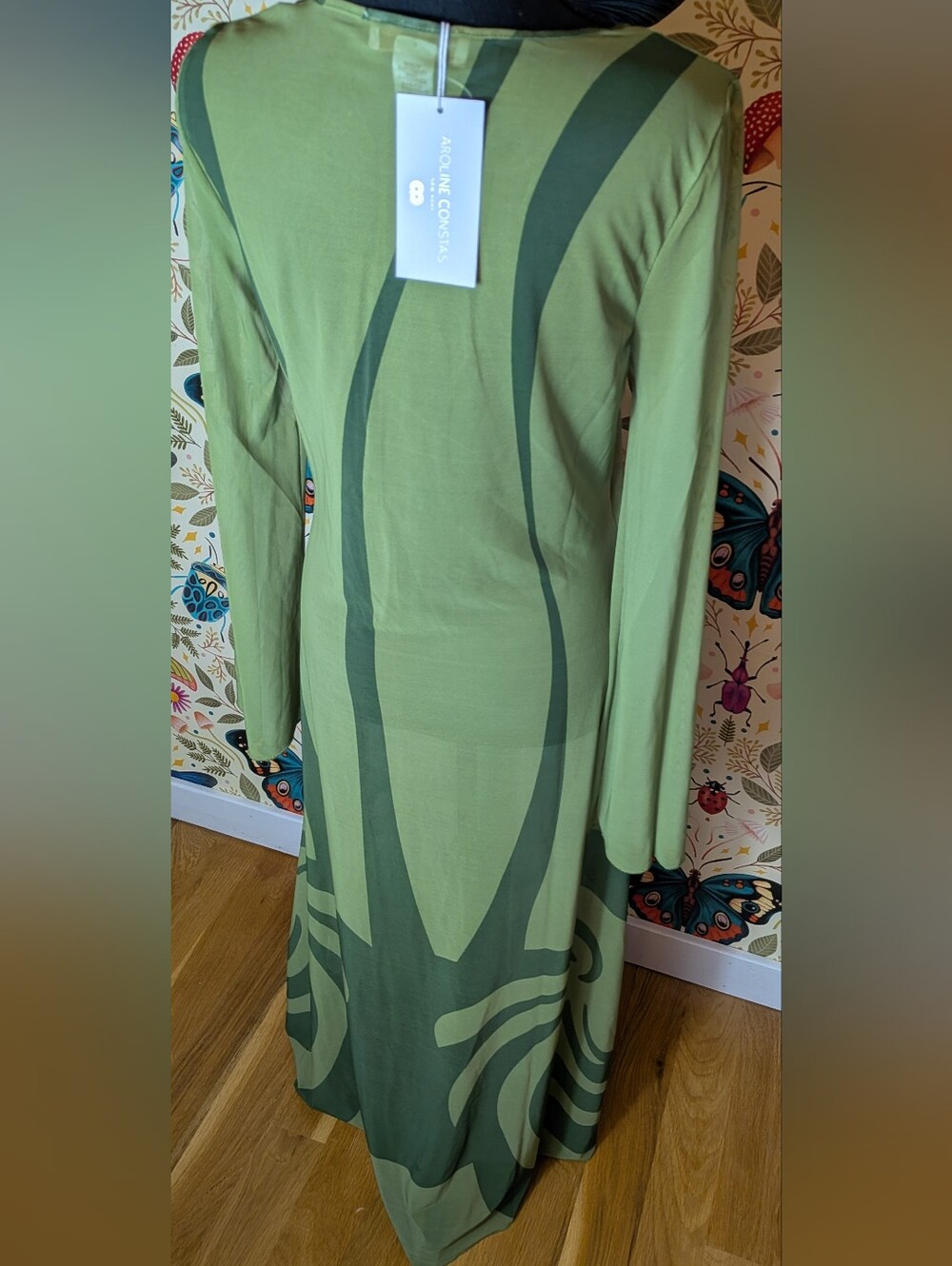 Caroline Constas Green Sheer Long-Sleeve Mesh Cover-Up Dress, NWT! Size Medium - Picture 5 of 8